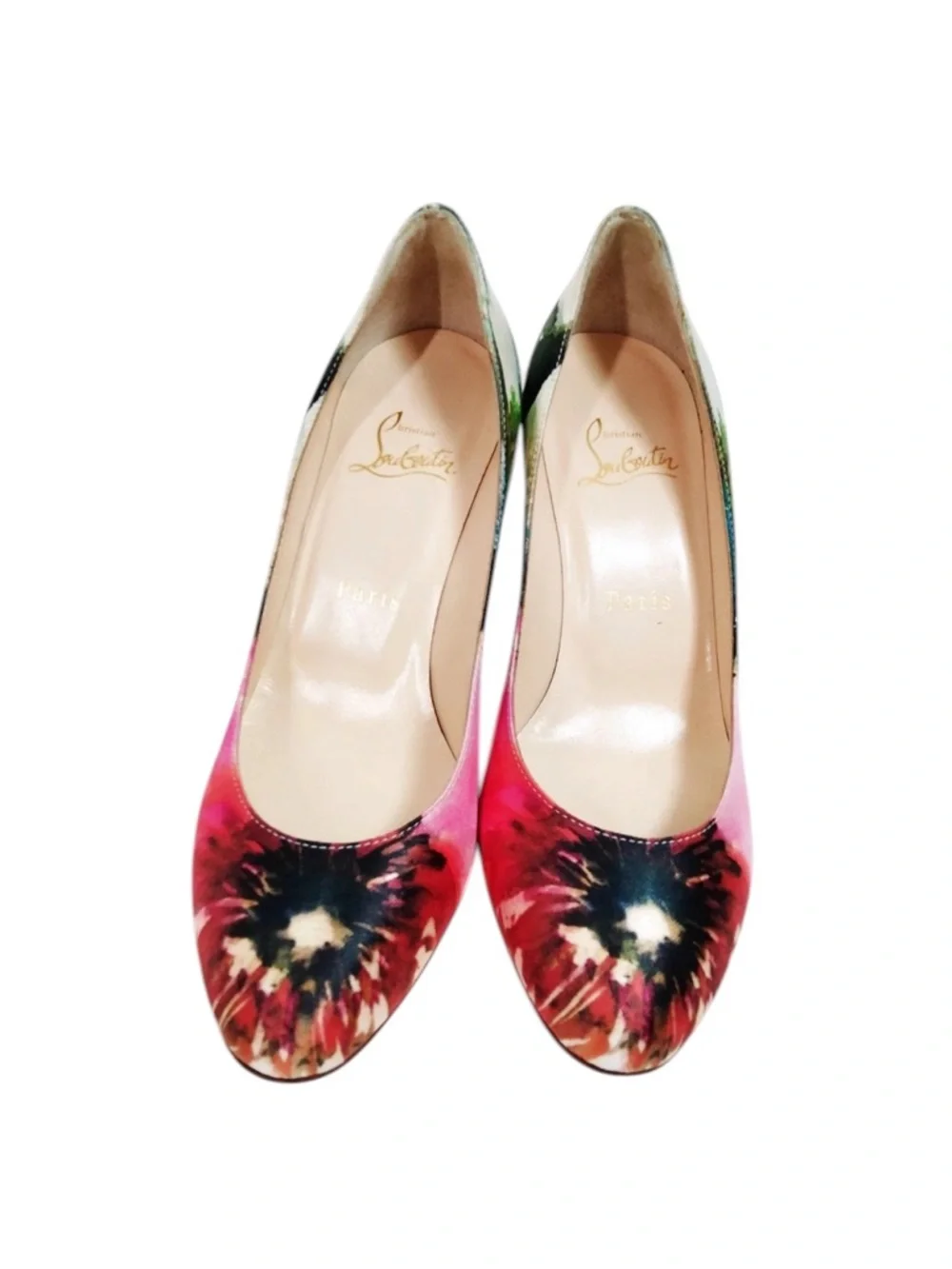 LIKE NEW CHRISTIAN LOUBOUTIN Multicolor Floral Mid-Heel Pump IT36